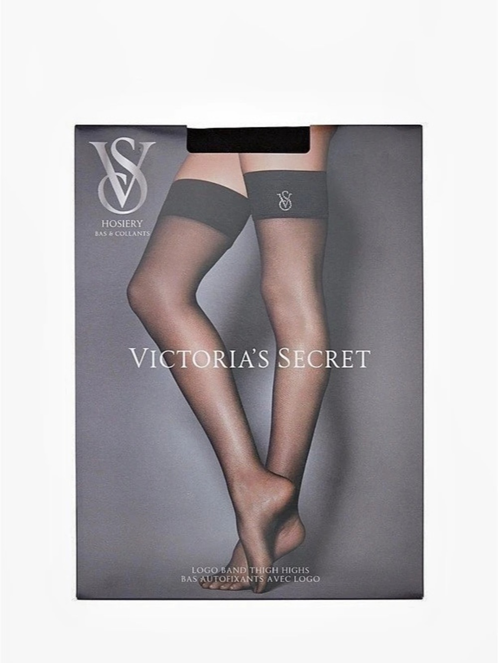 NWT Victoria's Secret Black Crystal embellished Thigh High Hosiery Size M